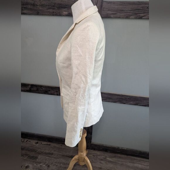 J. Crew Regent Blazer Metallic  Linen Blend Size 0 - Picture 3 of 11